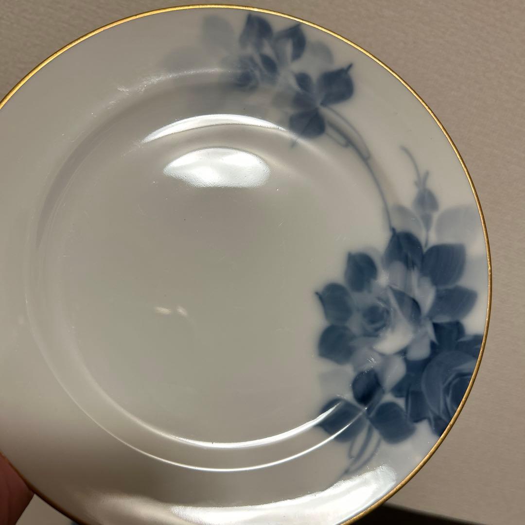 大倉陶園　ブルーローズ　デザートプレート 19.5cm ハンドデコレーテッド
