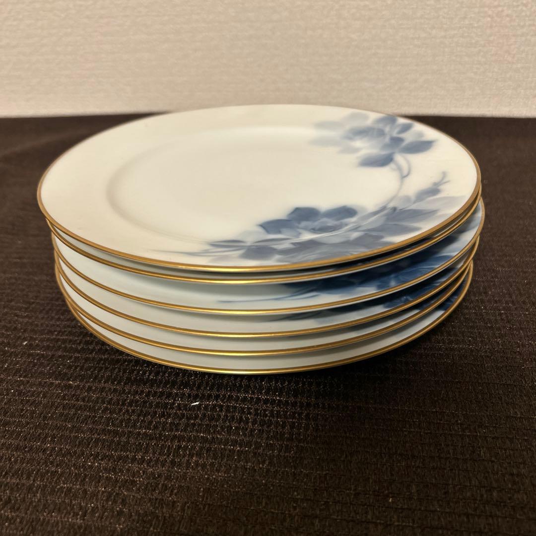 大倉陶園　ブルーローズ　デザートプレート 19.5cm ハンドデコレーテッド