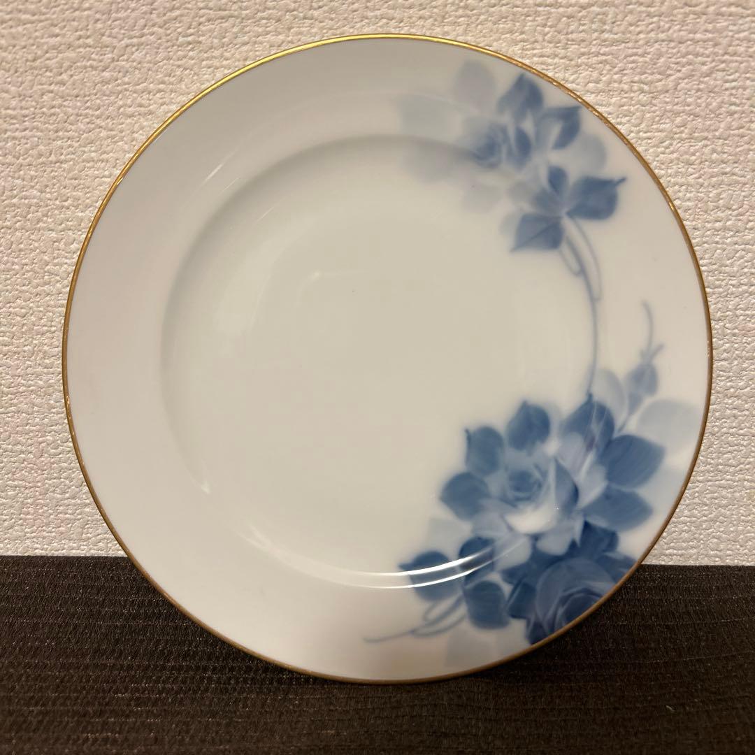 大倉陶園　ブルーローズ　デザートプレート 19.5cm ハンドデコレーテッド