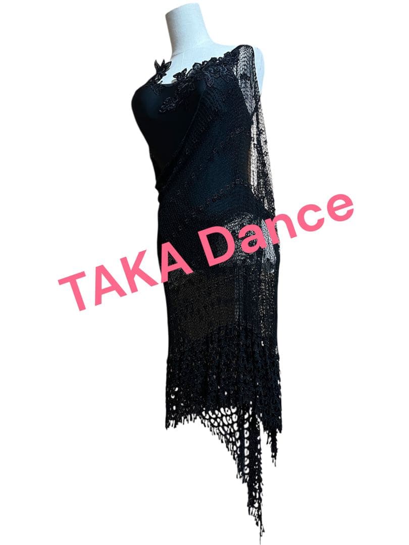 最終価格！❤️新品❤️タカダンス セクシーブラック総レースラテンドレスM社交ダンス