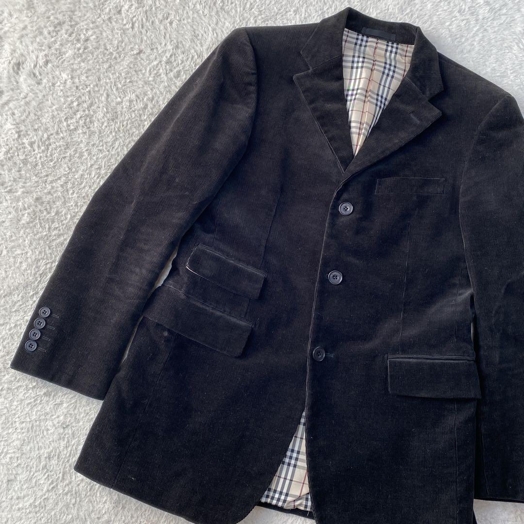 【美品】バーバリーブラック テーラードジャケット コーデュロイ ノバチェック M
