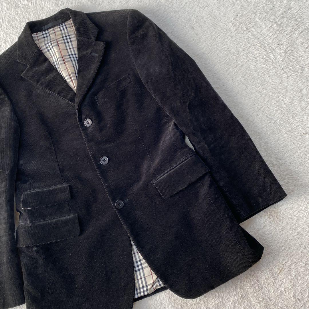 【美品】バーバリーブラック テーラードジャケット コーデュロイ ノバチェック M
