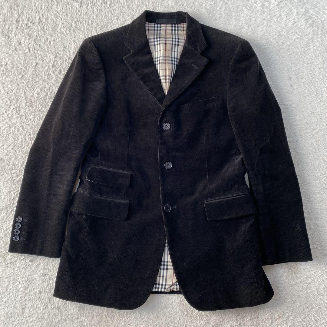 【美品】バーバリーブラック テーラードジャケット コーデュロイ ノバチェック M