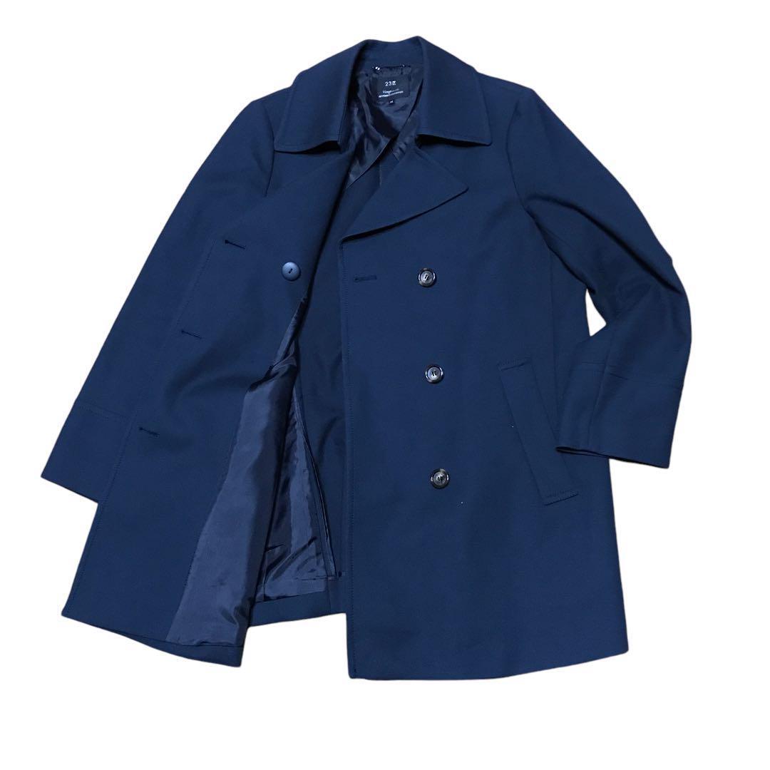 23区 MANTECO ネイビー レディース　コート　大きい　ミドル　背抜き★