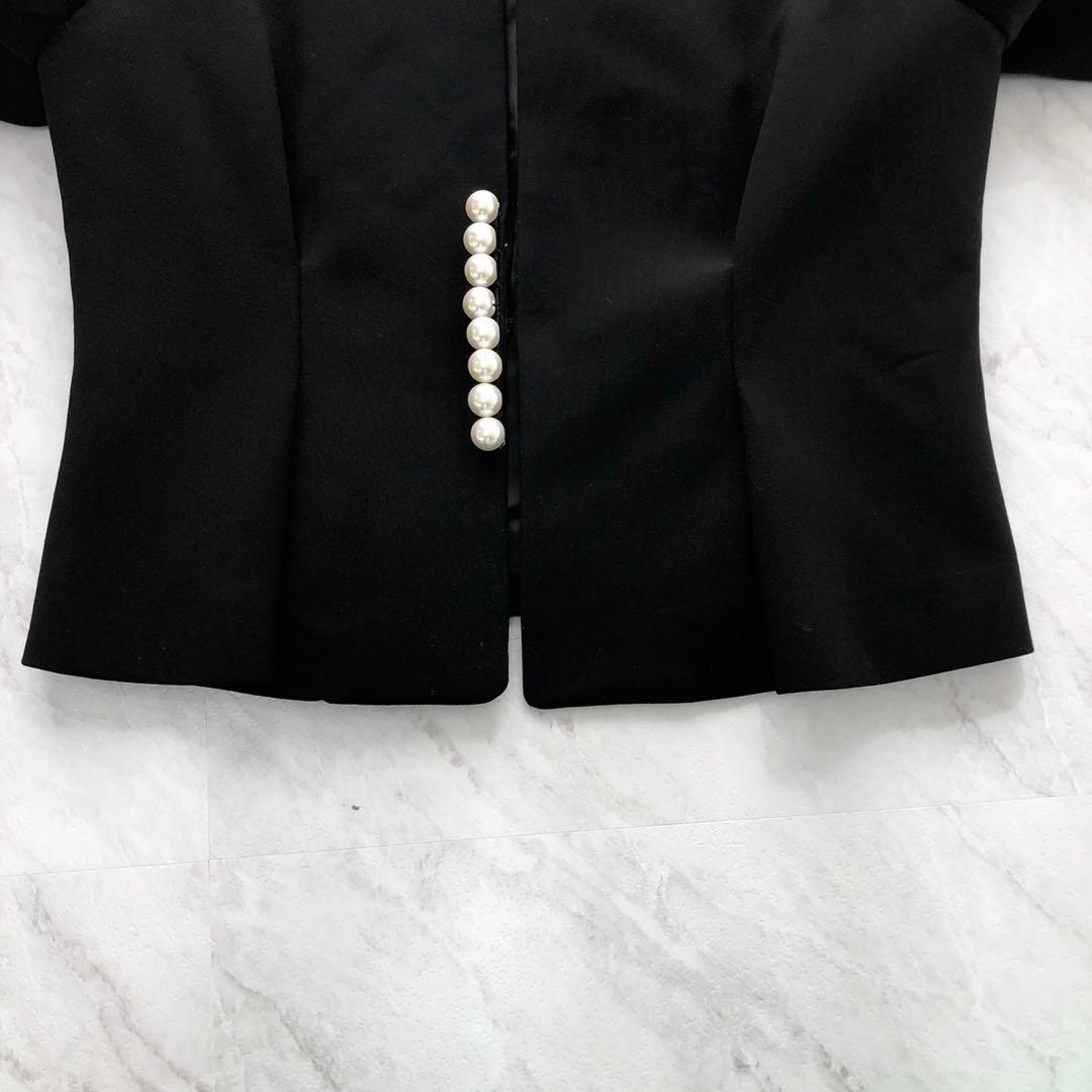 ✨美品✨ヨーコチャン パールジャケット ノーカラー Lサイズ ブラック