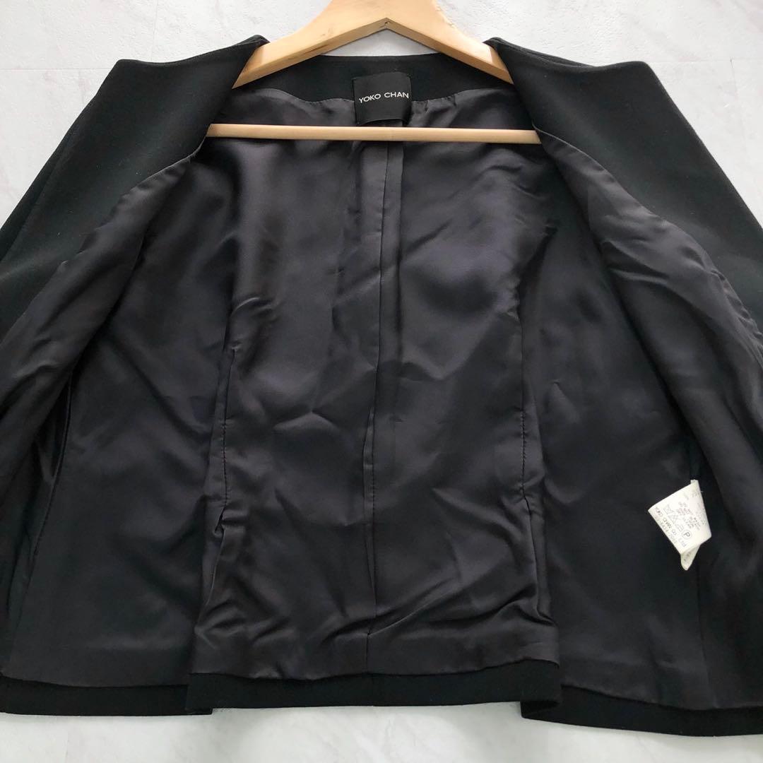 ✨美品✨ヨーコチャン パールジャケット ノーカラー Lサイズ ブラック