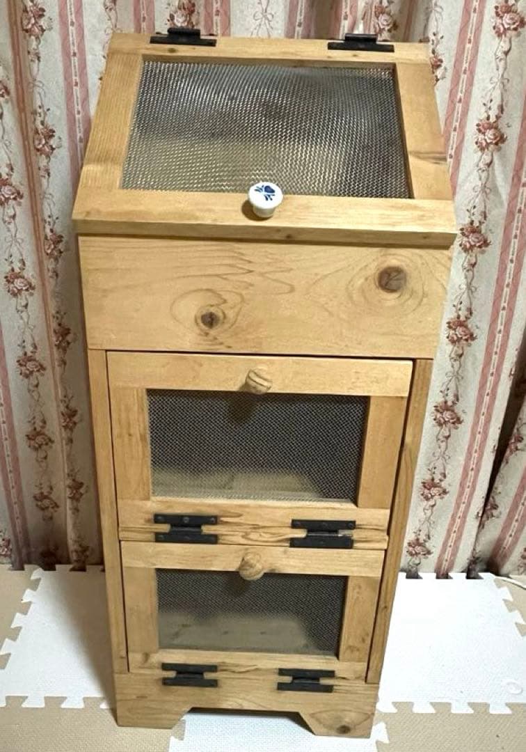 野菜ストッカー　野菜収納　野菜保存　カントリー　パイン材