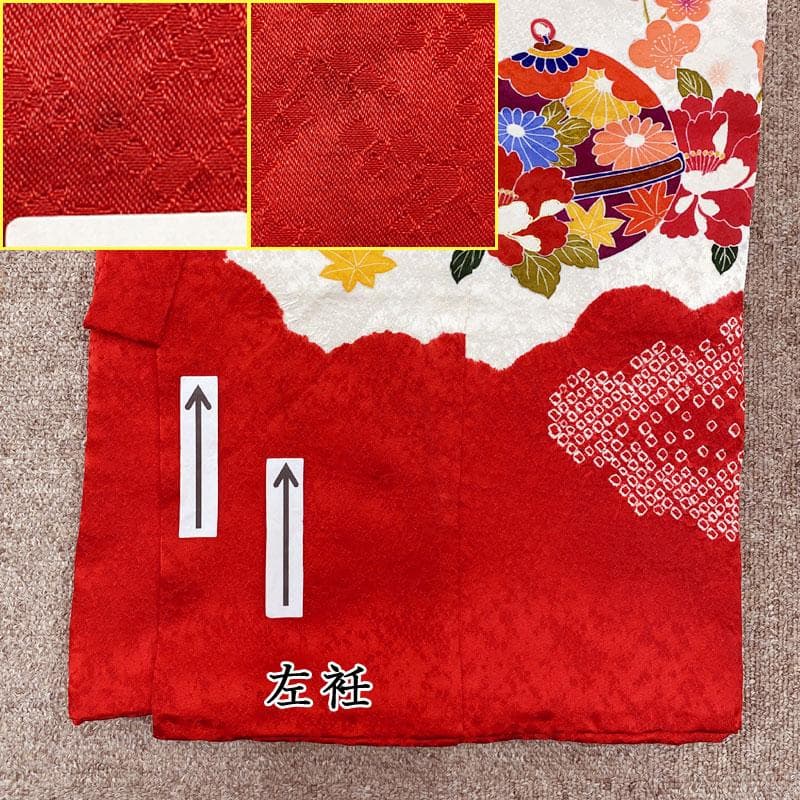 512ax19◎お宮参り 女児 祝い着 着物 産着 七五三にも 長襦袢付◎美品