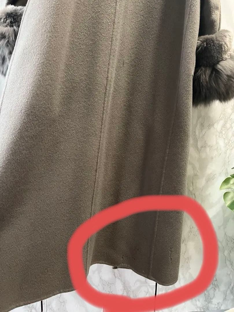 グレースコンチネンタル　ファー付きロングコート　グレー