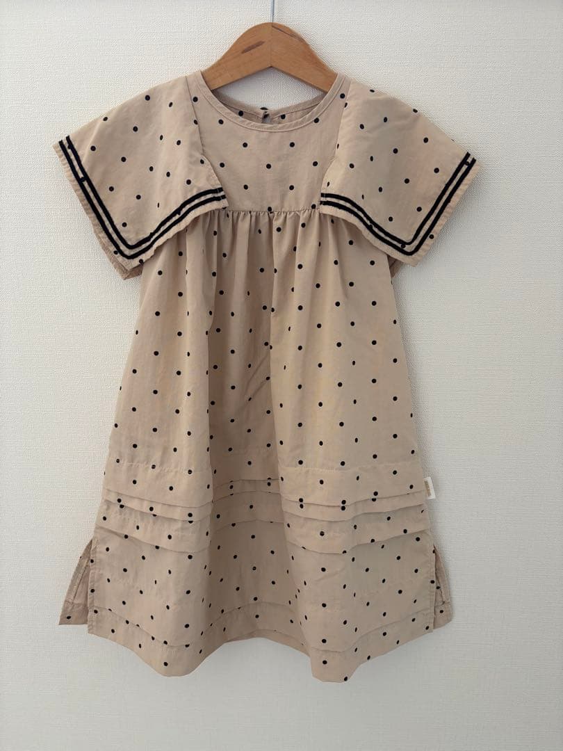 マールマール　ワンピース　ドット　セーラー 90 100 ベージュ