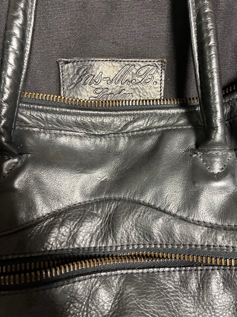 ジャスエムビー　黒レザーボストンバッグ ラージ 特大　ブラック