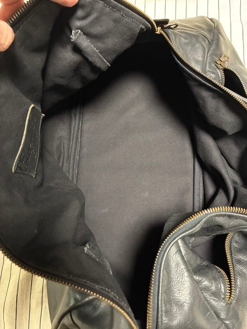 ジャスエムビー　黒レザーボストンバッグ ラージ 特大　ブラック