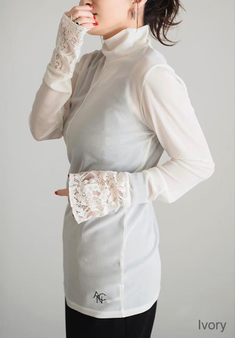 ANIECA ハイネックシアートップス