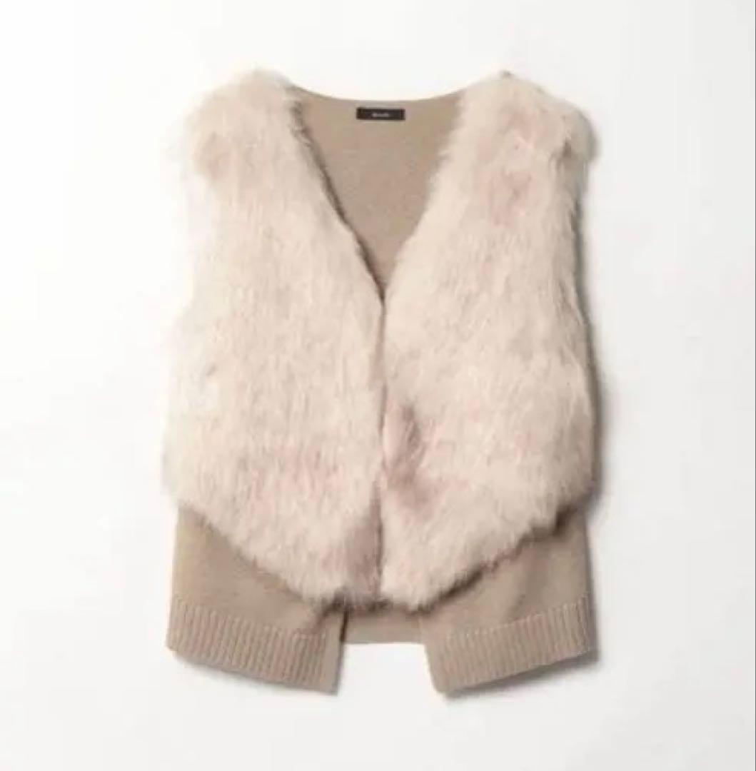 即日発送◎アルアバイル　ルルウィルビー フェイクファードッキングショートジレ