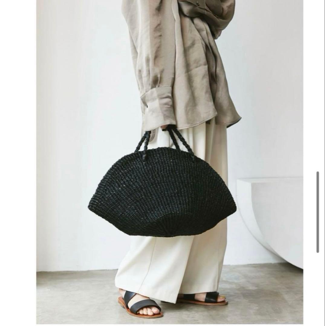 todayful Venus Bag Lブラック 編み込みハンドバッグ