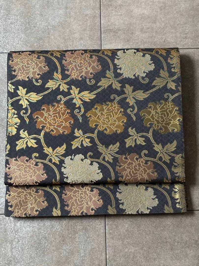 箔屋清兵衛　草木染　牡丹唐草　袋帯　正絹