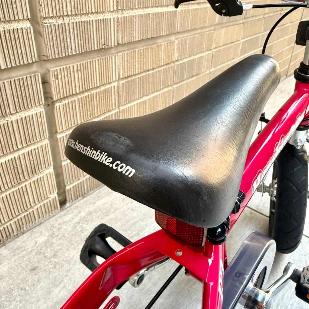 【かわいい】へんしんバイク 12インチ ピンク スタンド付　ベル付き　反射板付き