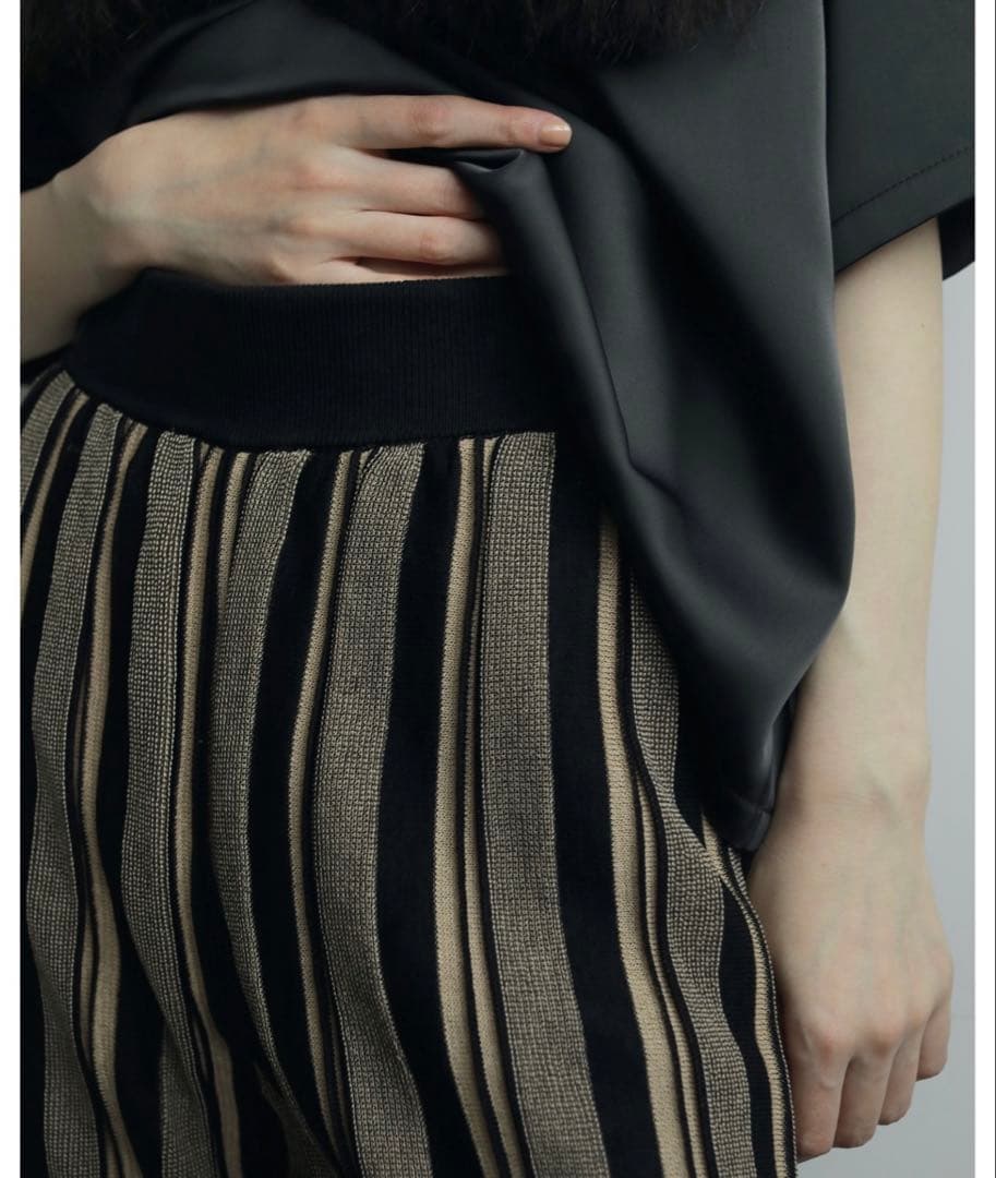 【anuke】完売アイテム＿ストライプニットパンツ 38サイズ