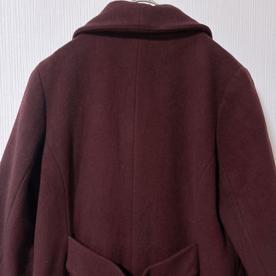 Noela ノエラ　ショールカラーロングコート　ボルドー　バーガンディー
