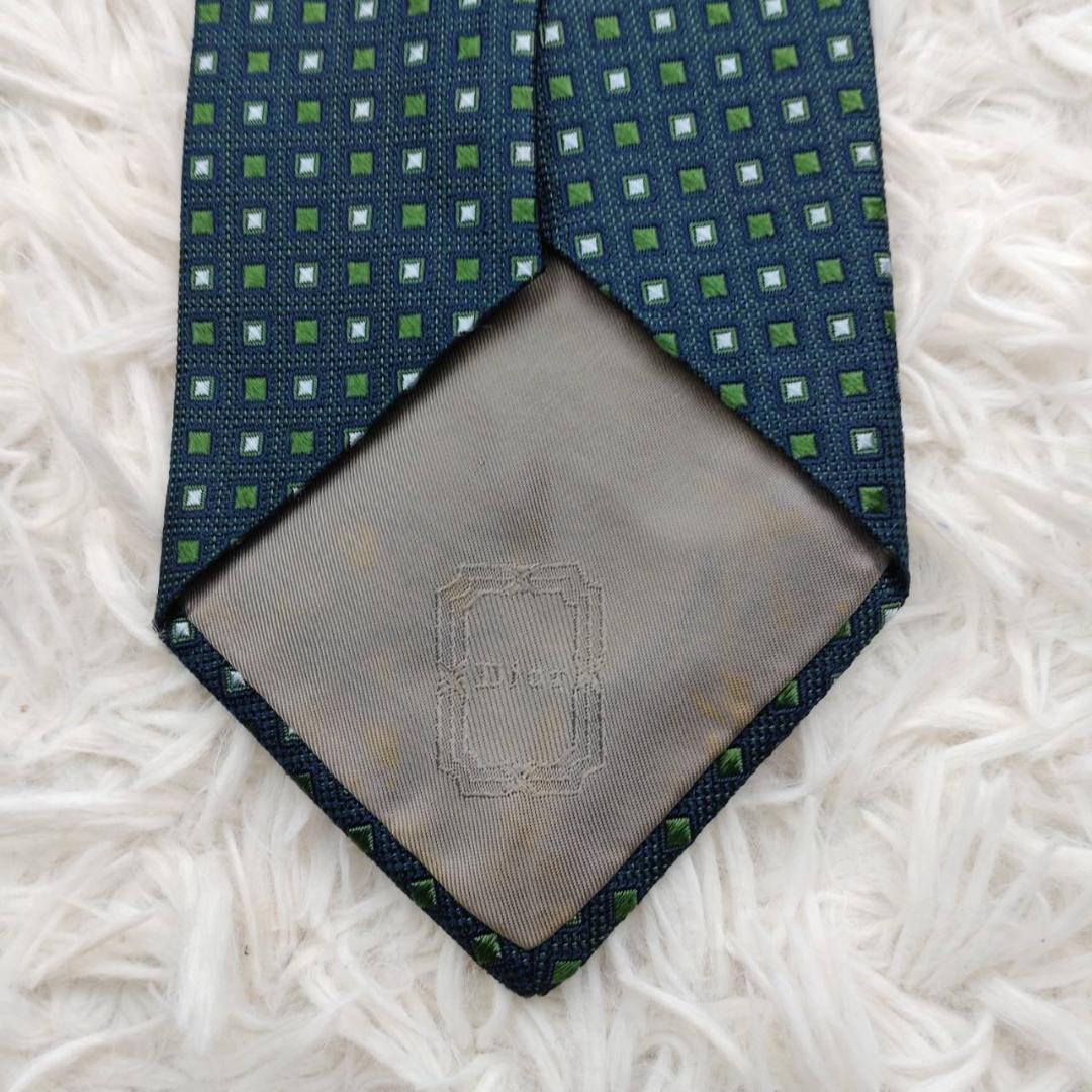 クリスチャンディオール 高級シルクネクタイ 総柄 モスグリーン