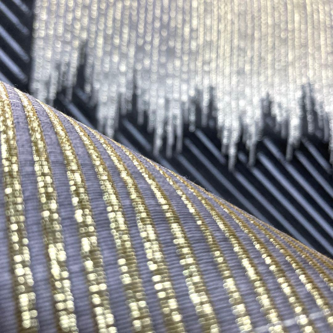 専用ページ　正絹　六通袋帯【抽象模様　斜めライン　黒】