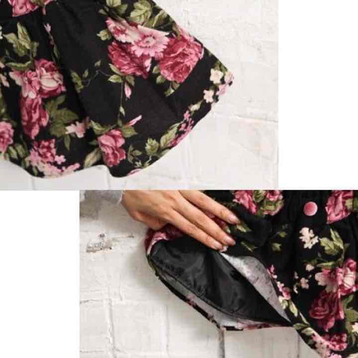 金柑【韓国子供服】フラワースカート★暖か裏地付き☆140㎝