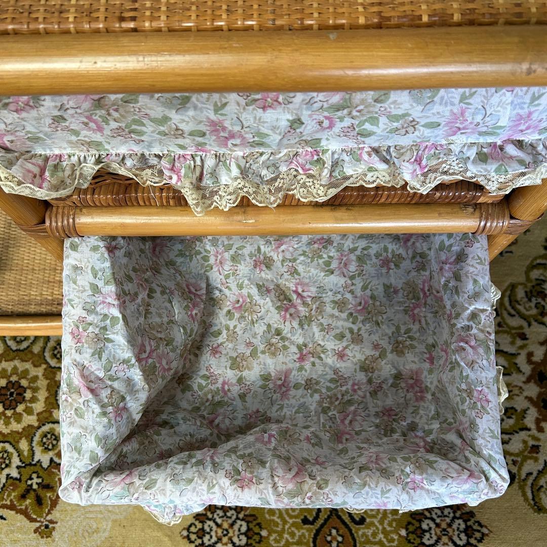 二合꧁籐家具꧂ラタンハンガーラック 衣類 衣服 洋服 収納 昭和レトロ