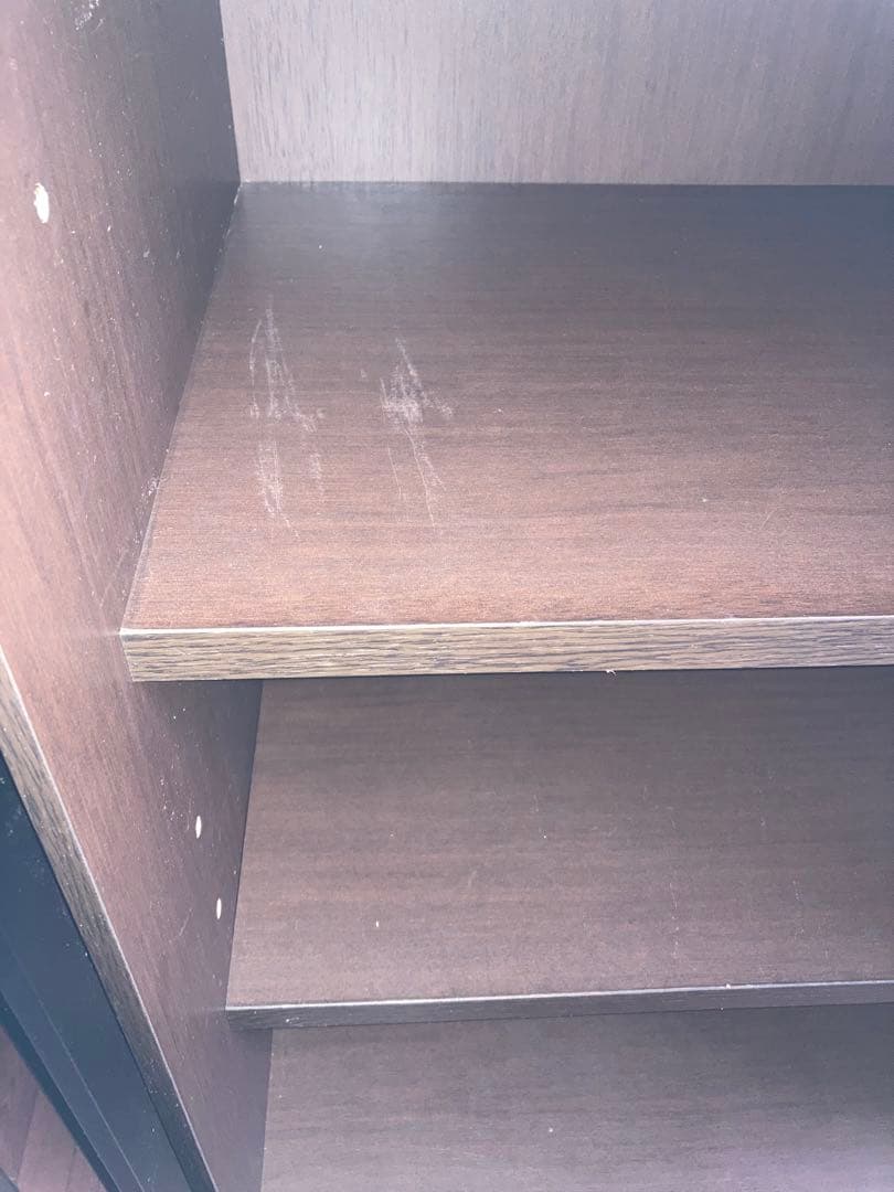 ☆ アクタス ダークブラウン 食器棚・キッチンボード ブラックガラス ☆