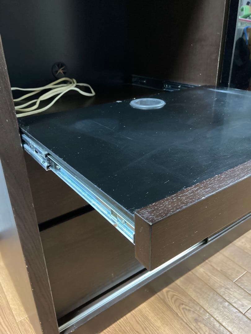 ☆ アクタス ダークブラウン 食器棚・キッチンボード ブラックガラス ☆