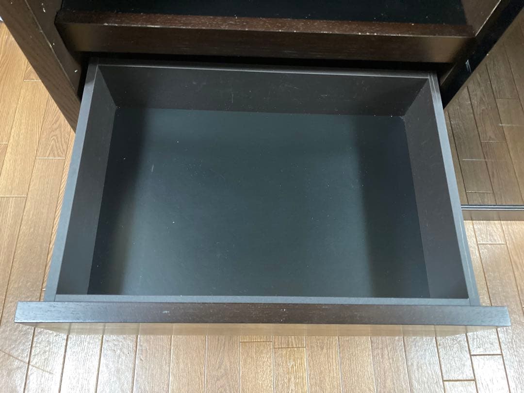 ☆ アクタス ダークブラウン 食器棚・キッチンボード ブラックガラス ☆