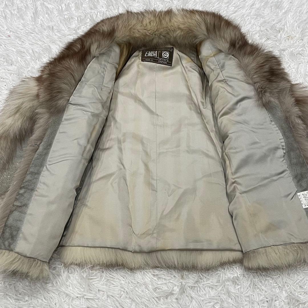 EMBA ブルーフォックス　ファーコート 毛皮　高品質　日本製　ベージュ 11号
