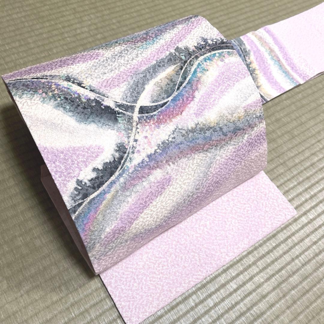 正絹　作家名落款あり　名古屋帯《抽象模様》