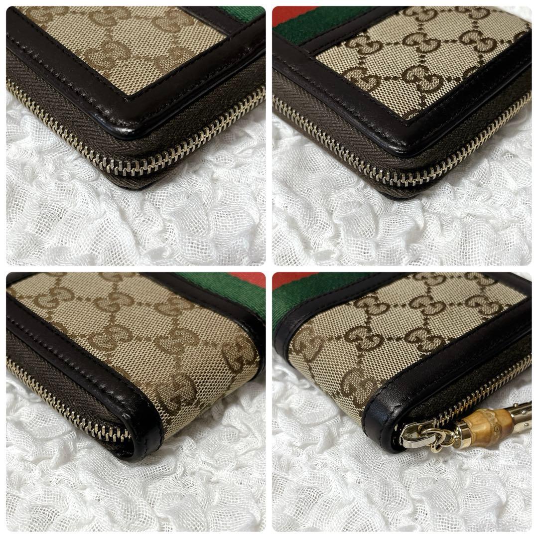 美品✨GUCCI GGキャンバス 長財布　ラウンド　シェリー　タッセル　バンブー