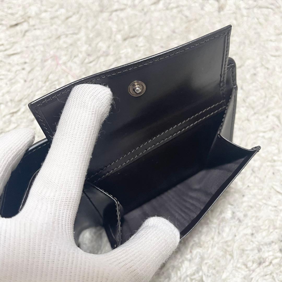 【良品】CELINE 折り財布　コンパクトウォレット　レザー　ロゴ金具　濃茶