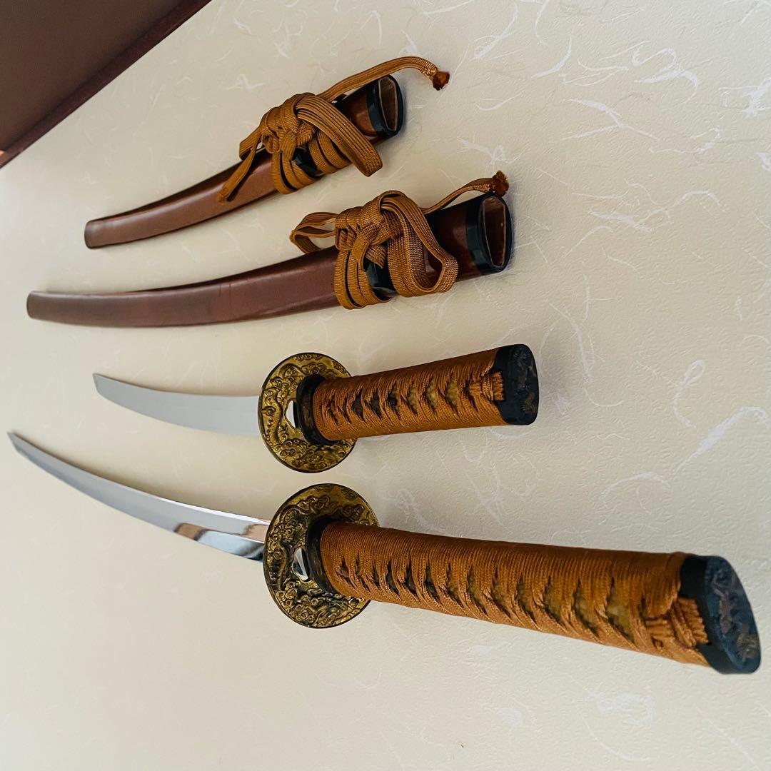 S*ジ様 模造刀 日本刀 武具 刀剣 のたれ刃紋 居合刀 2本セット 太刀 脇差