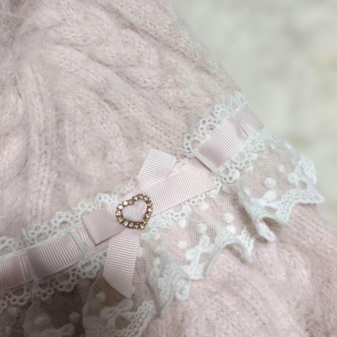 新品　リズリサ　ポンチョ　リボン　レース　ポンポン　ピンク