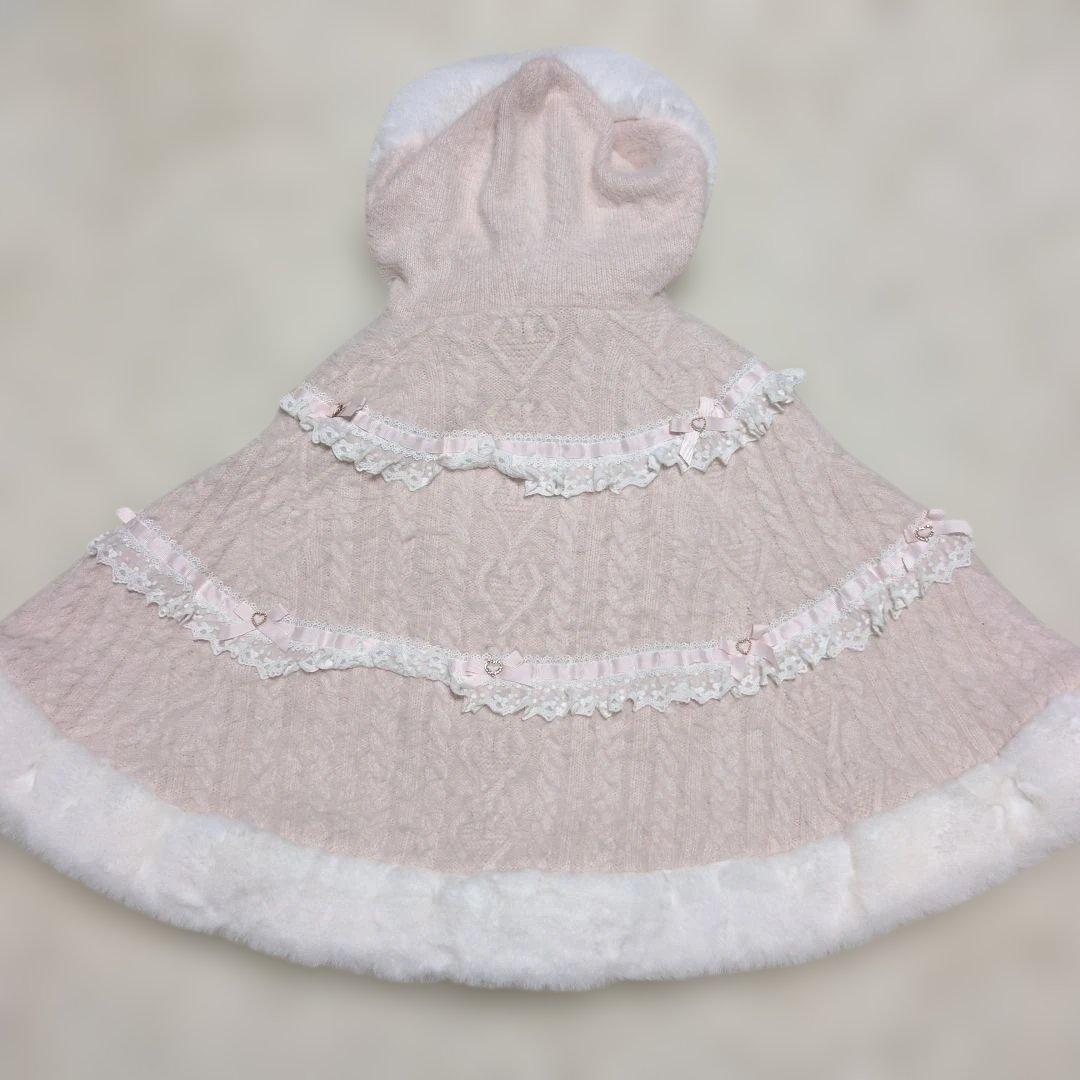 新品　リズリサ　ポンチョ　リボン　レース　ポンポン　ピンク