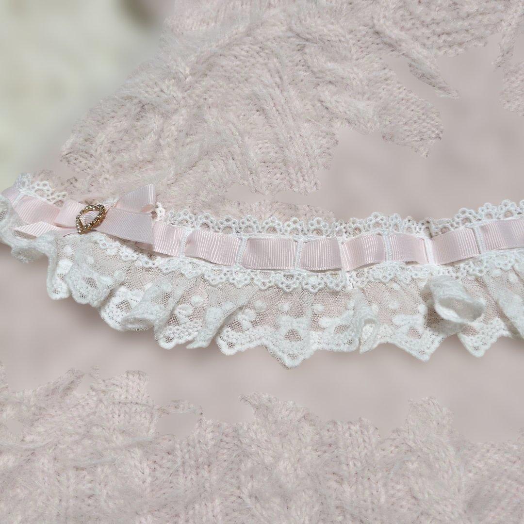 新品　リズリサ　ポンチョ　リボン　レース　ポンポン　ピンク