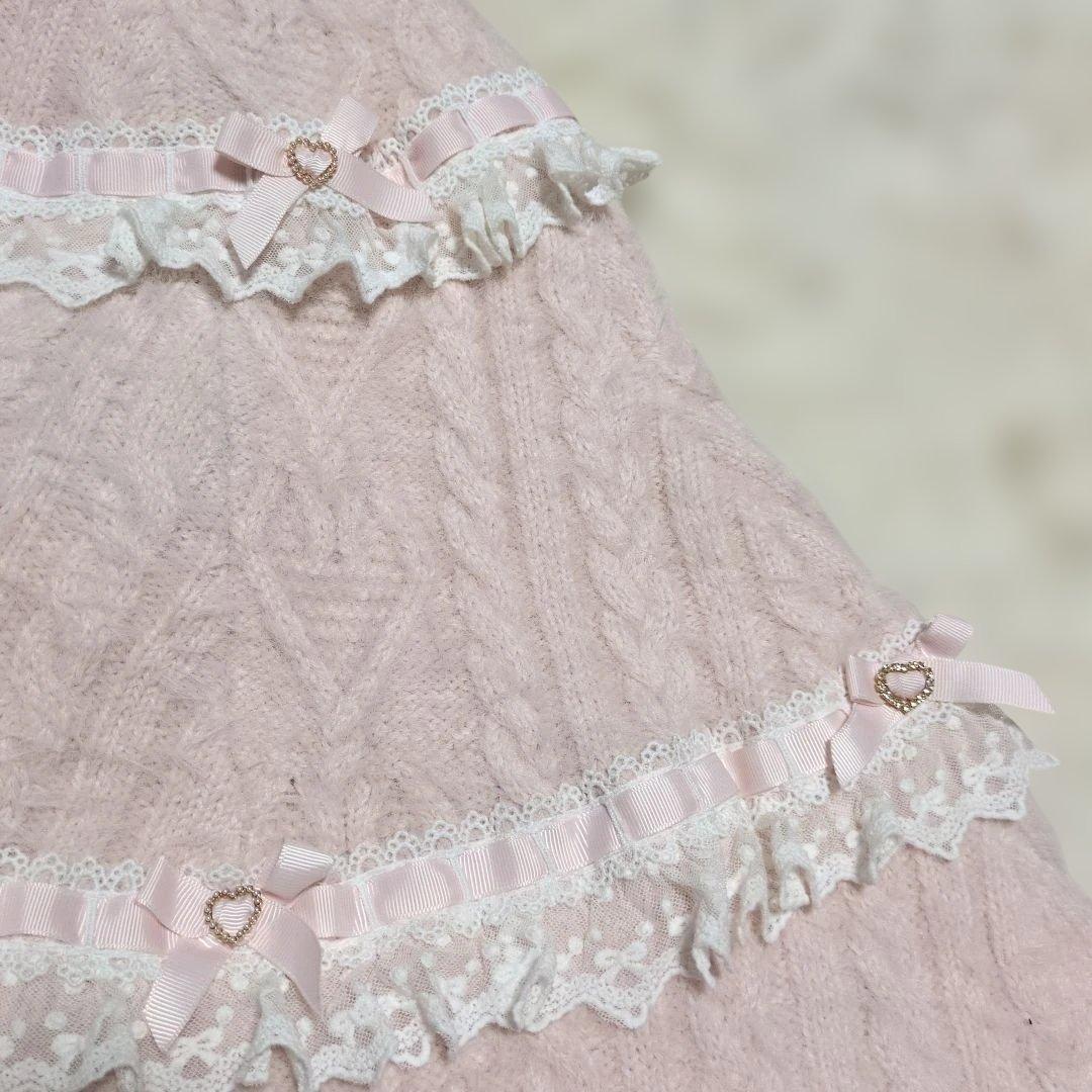 新品　リズリサ　ポンチョ　リボン　レース　ポンポン　ピンク