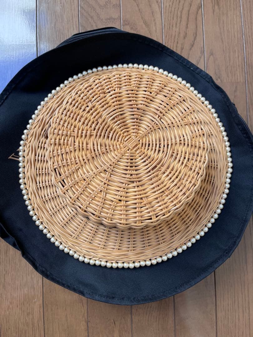 【新品】vaqutaux⭐︎ヴァクトー⭐︎ピクニックストローハットパール有small