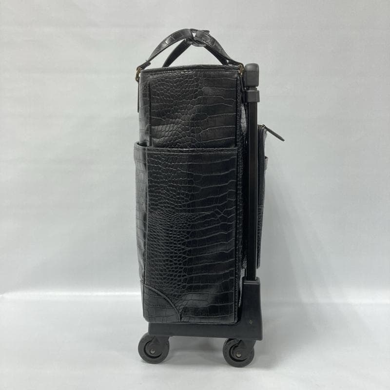 スワニー/クロコ型押し/4輪キャリーバッグ/ゴムタイヤ/トップオープン