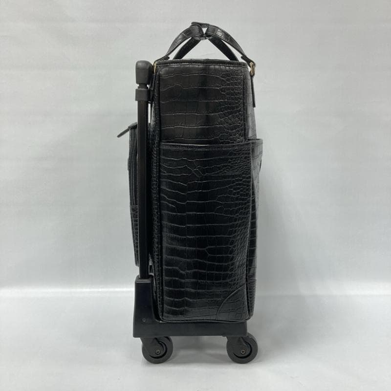 スワニー/クロコ型押し/4輪キャリーバッグ/ゴムタイヤ/トップオープン