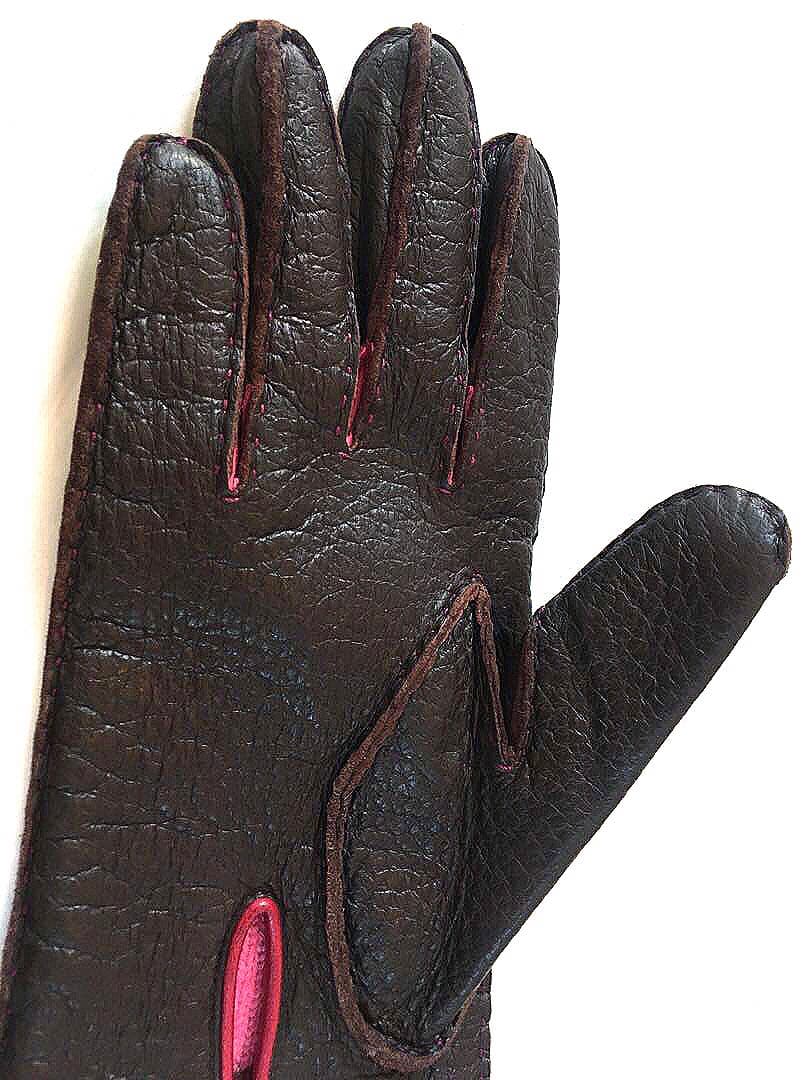 デンツＤＥＮＴＳ定価１２万希少猪豚ペッカリー革レザー＆カシミアニット手袋グローブ