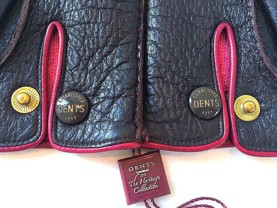 デンツＤＥＮＴＳ定価１２万希少猪豚ペッカリー革レザー＆カシミアニット手袋グローブ