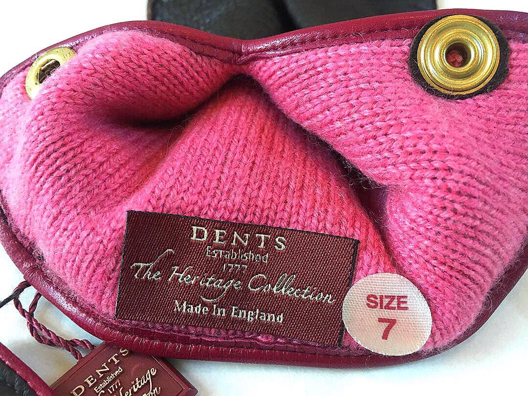 デンツＤＥＮＴＳ定価１２万希少猪豚ペッカリー革レザー＆カシミアニット手袋グローブ