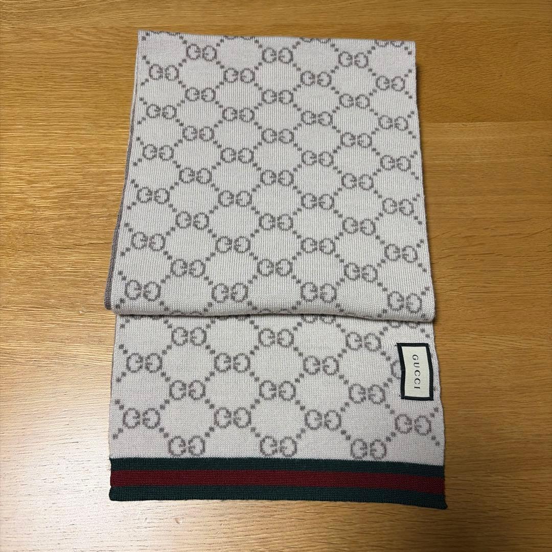GUCCI GGパターンウィンタースカーフ　グッチ　ロゴマフラー　ユニセックス