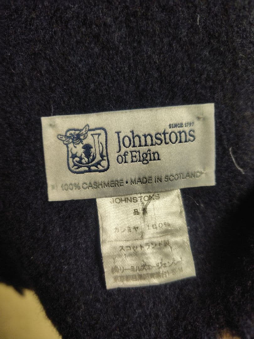 JOHNSTONS OF ELGIN カシミヤ100％ マフラー　ネイビー