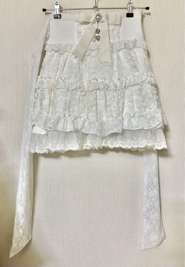 ‬LIZLISA リボンベルトチュールスカート ホワイト