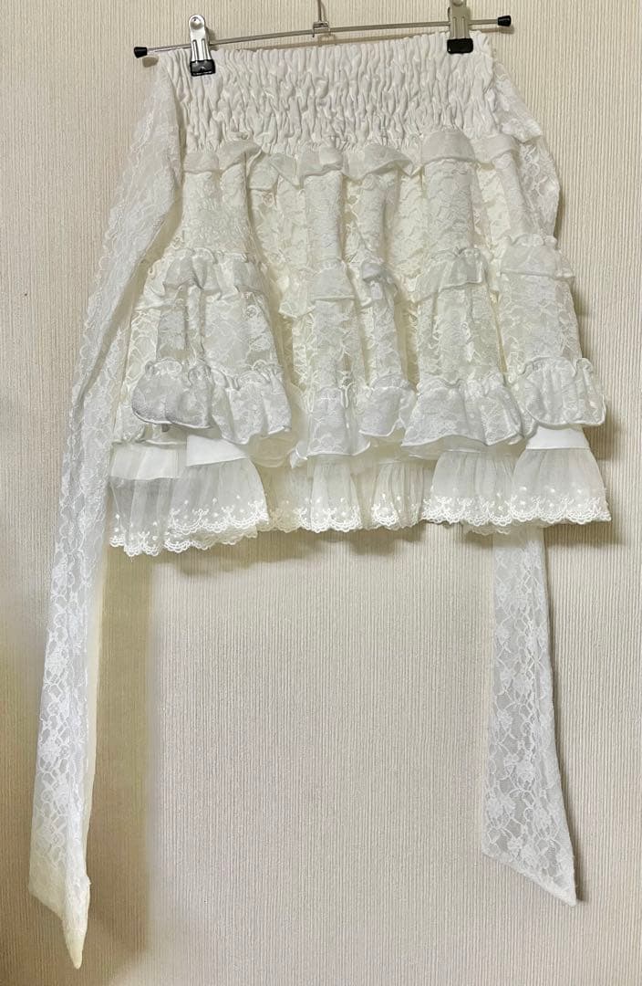 ‬LIZLISA リボンベルトチュールスカート ホワイト