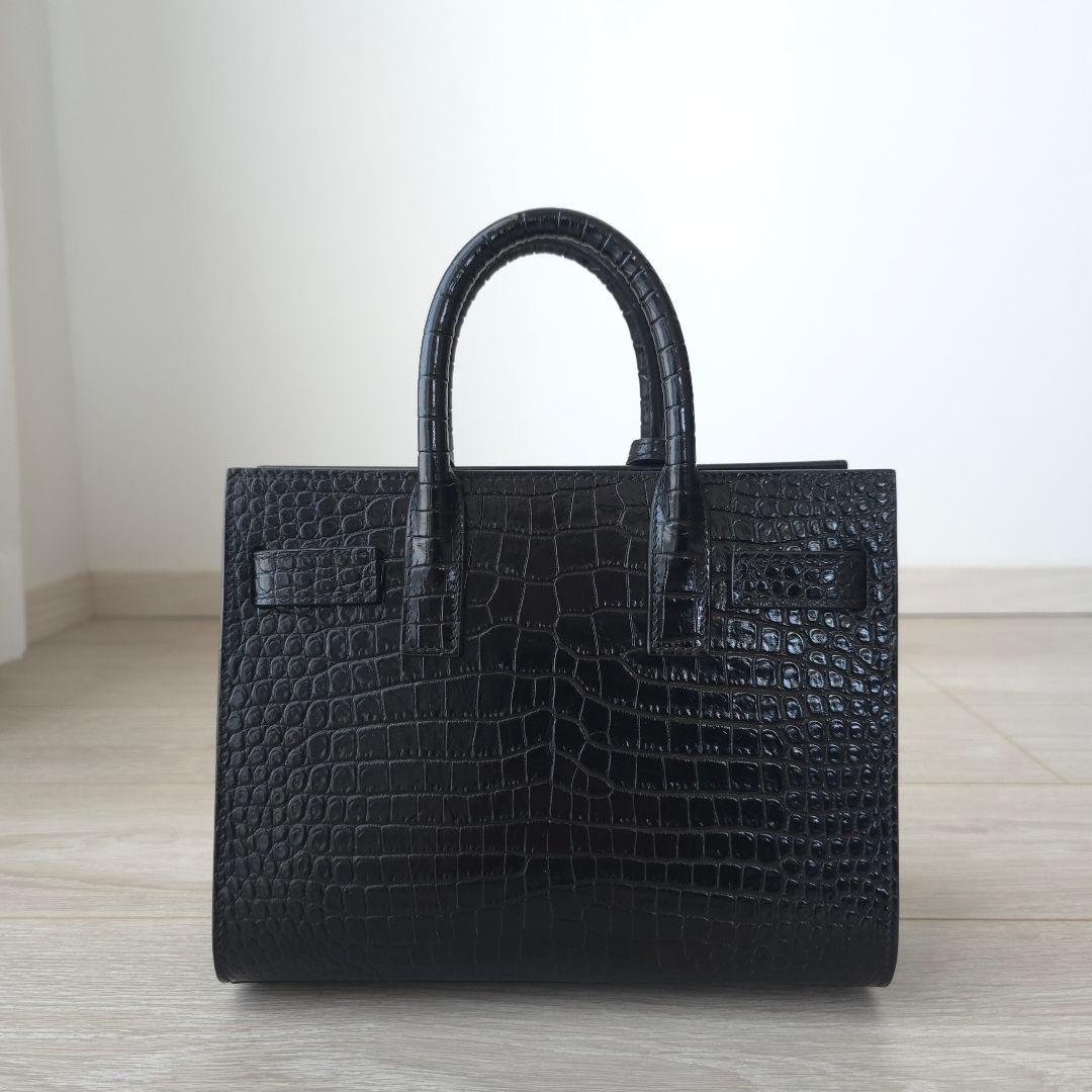 極美品【サンローラン】サックドジュール　ナノ　クロコエンボス　トートバッグ